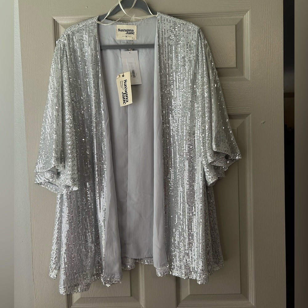 Savanna Jane Silver Sequin Cardigan